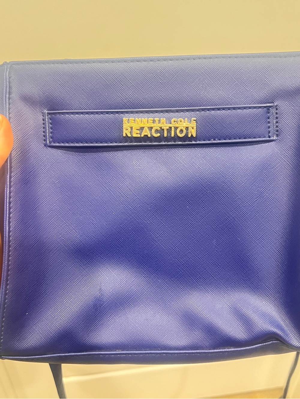 Kenneth Cole Reaction Royal Blue Shoulder Bag with Gold Plaque
